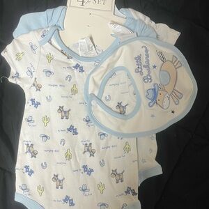 Vitamins Baby Blue and White Bib Soft Fabric Accessory